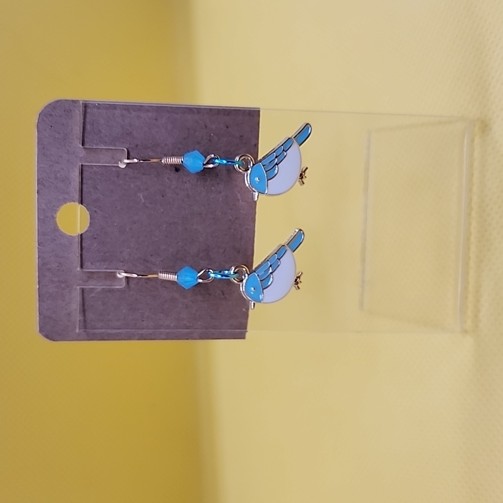Blue bird earrings